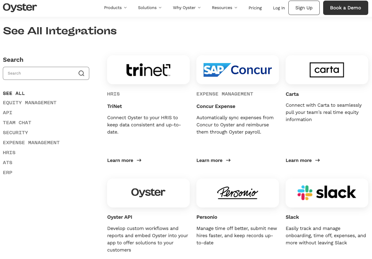 oyster integrations