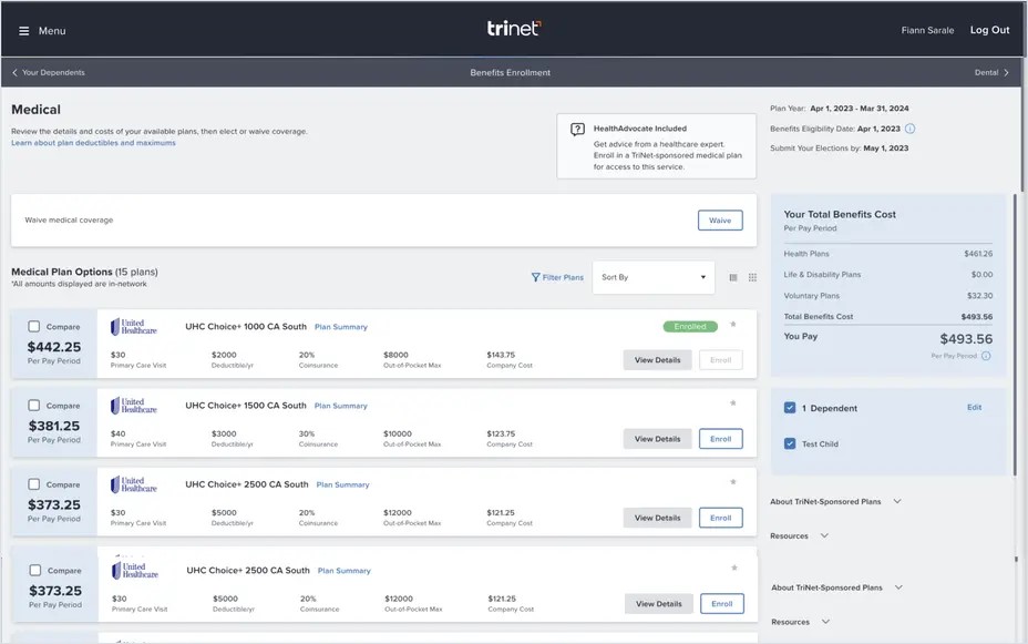 trinet benefits administration
