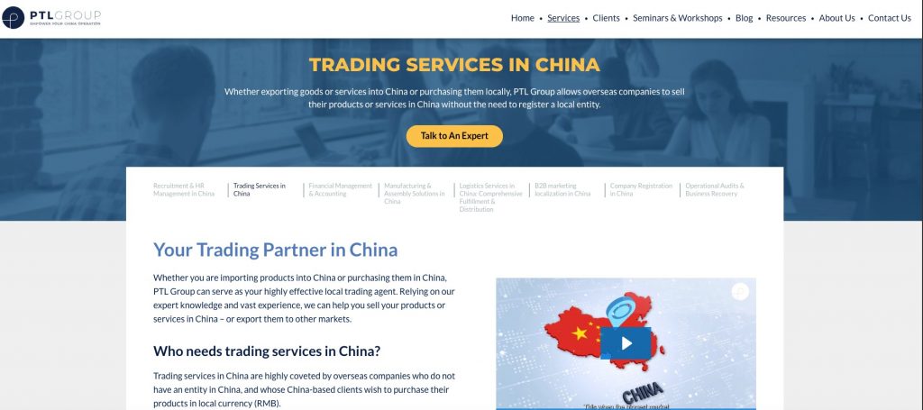 ptl group eor trading services in China