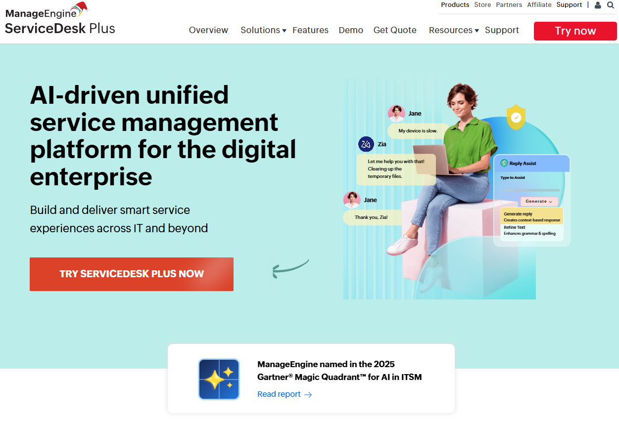 manageengine servicedesk plus review