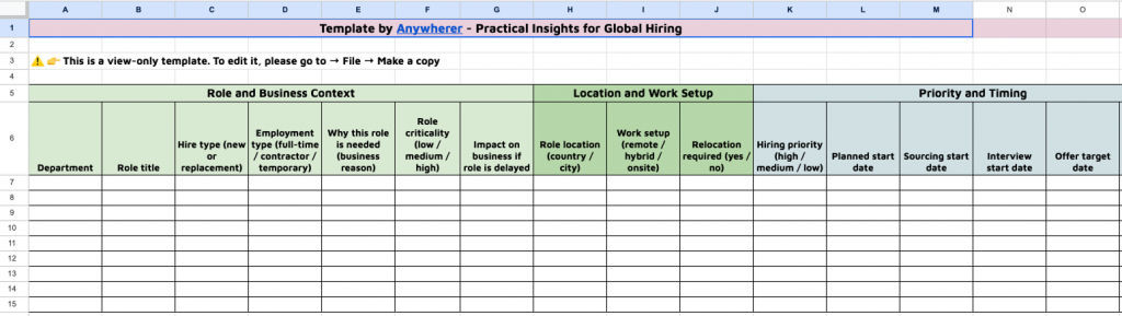 recruitment plan template spreadsheet
