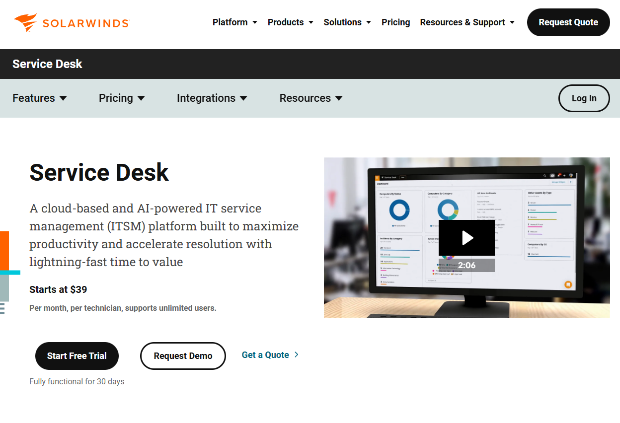 solarwinds service desk review