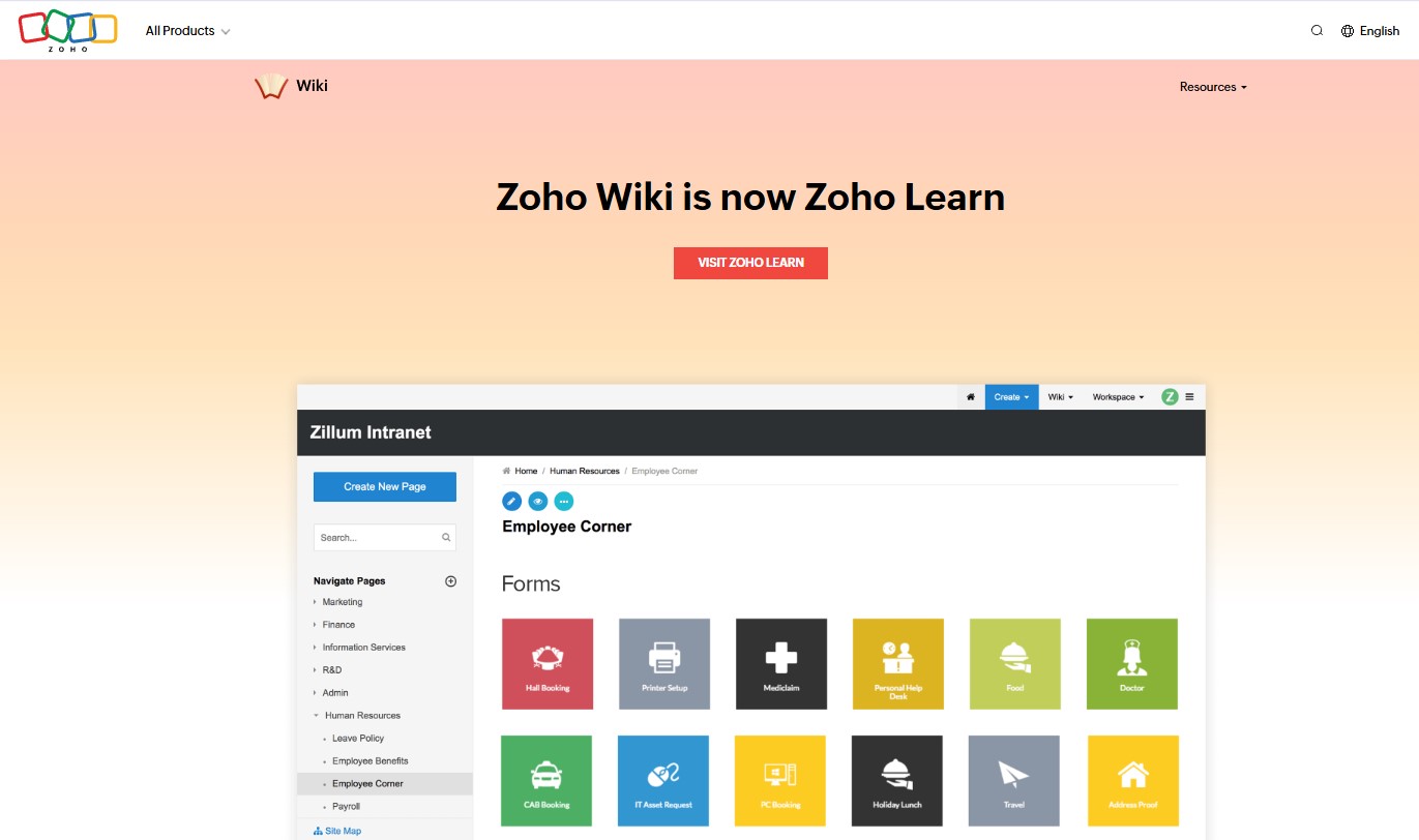 zoho wiki review