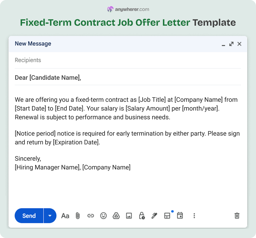 fixed-term contract job offer letter template
