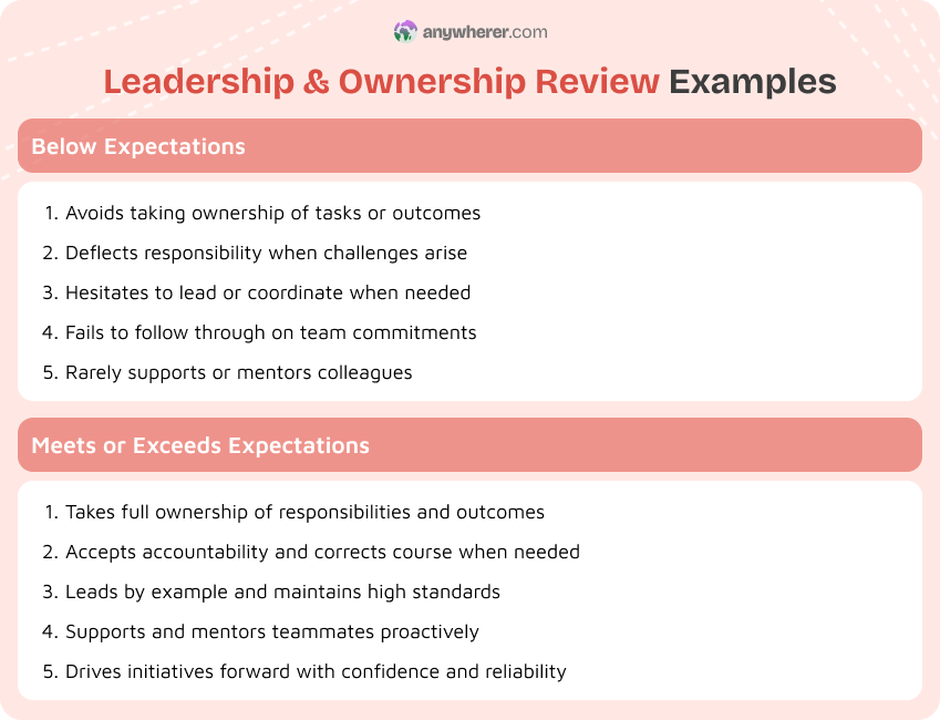 leadership and ownership review examples