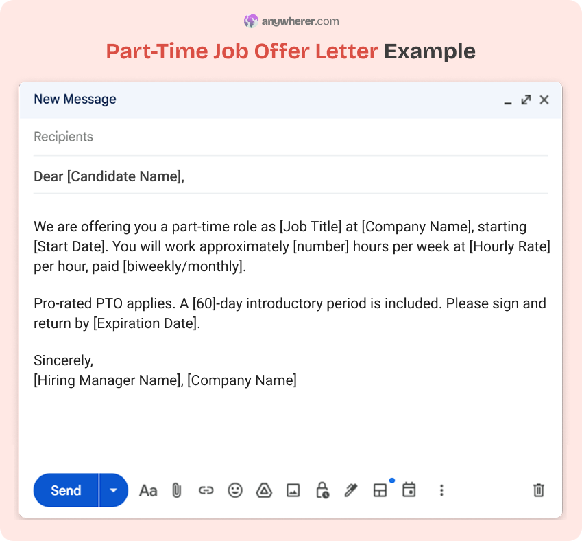 part-time job offer letter example