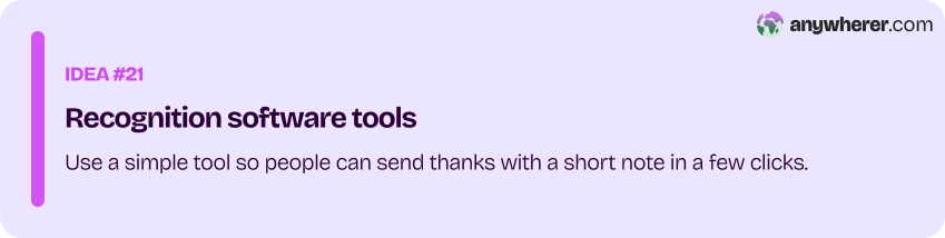 twenty-one employee recognition idea