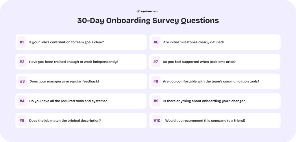 30-day onboarding survey questions template