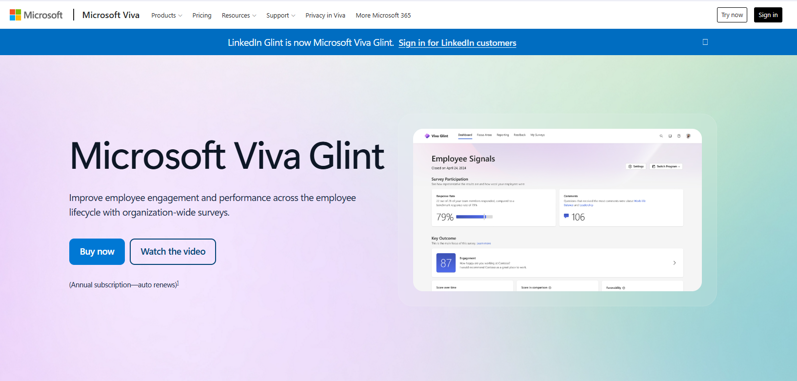 Microsoft viva glint review