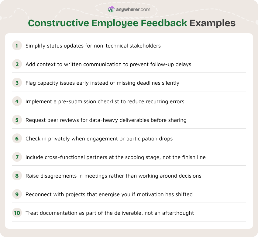 constructive employee feedback examples