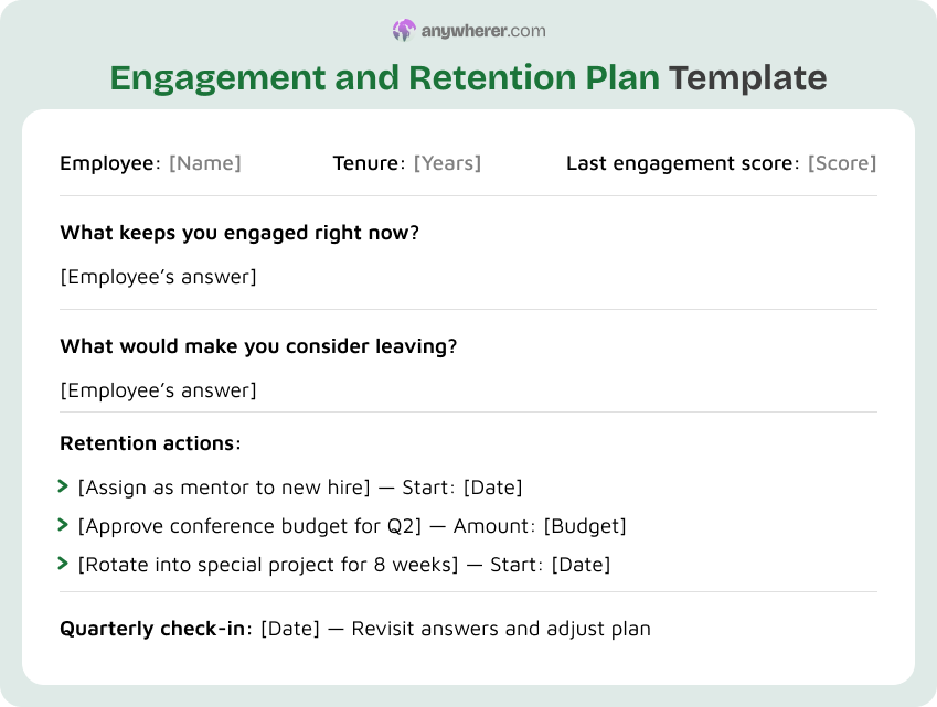 engagement and retention plan template