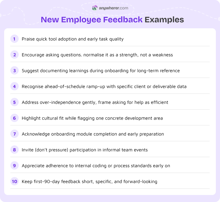new employee feedback examples