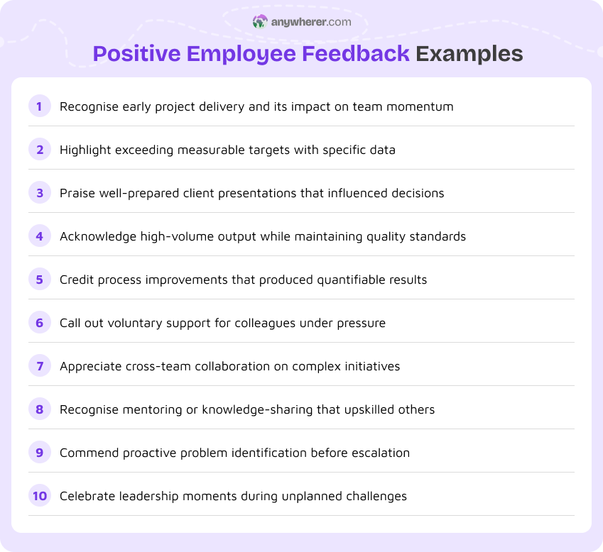 positive employee feedback examples