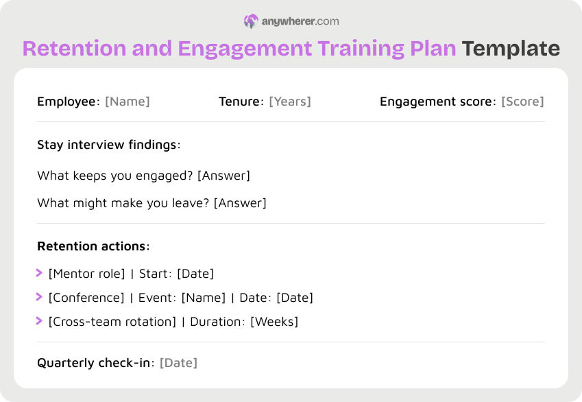 retention and engagement training plan template