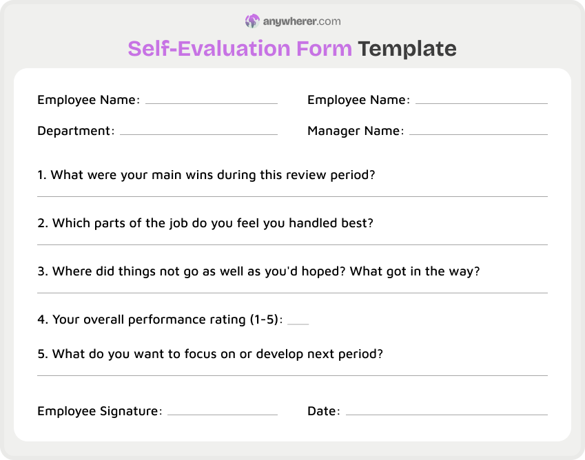 self-evaluation form template