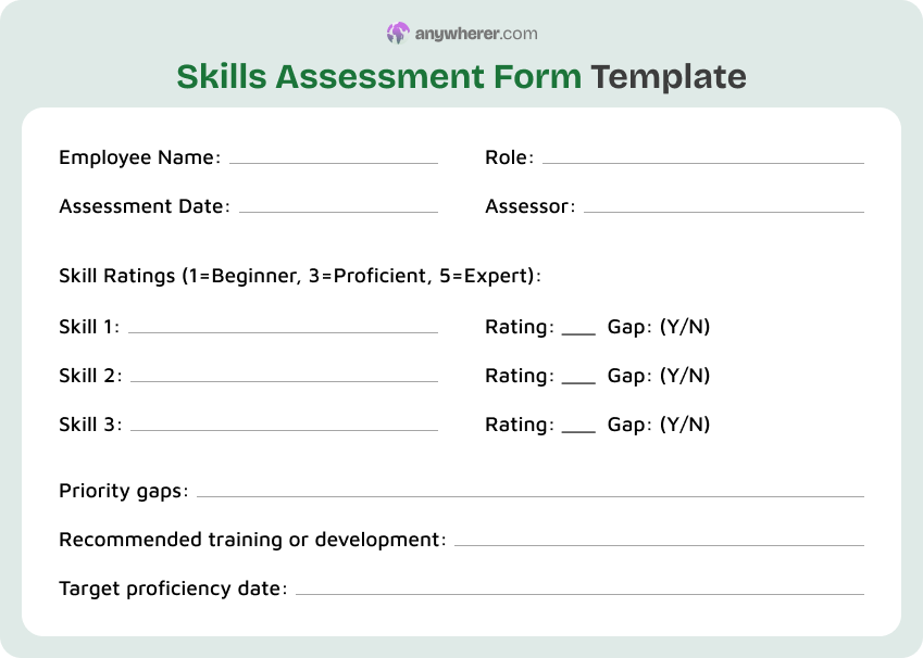 skills assessment form template