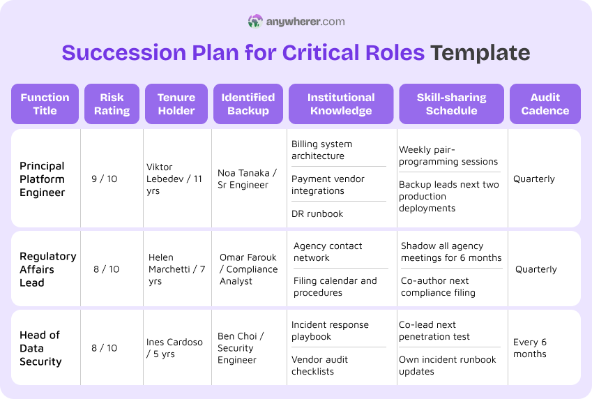 succession plan for critical roles template