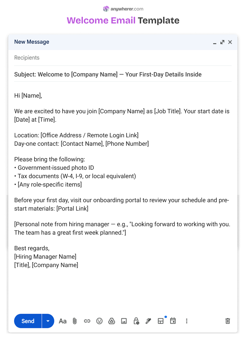welcome email template