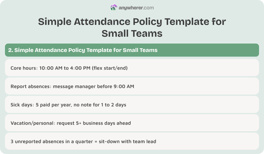 simple attendance policy template for small teams