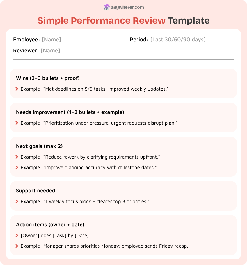 simple performance review template example