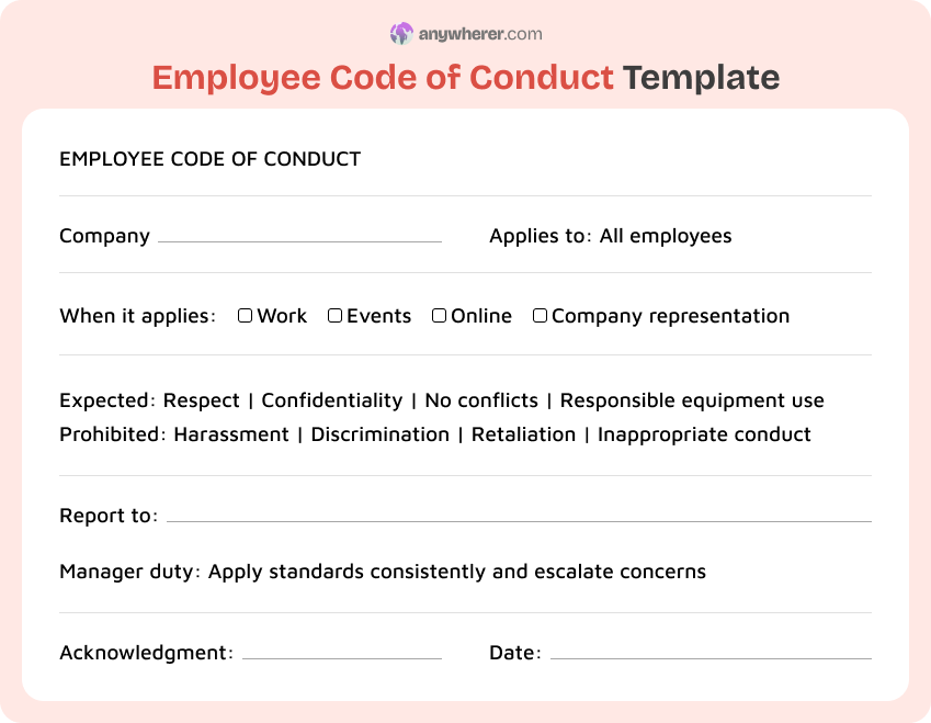 employee code of conduct template