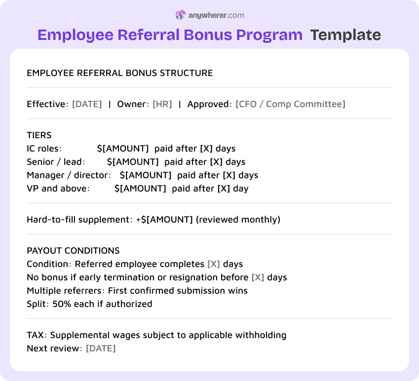 employee referral bonus program template