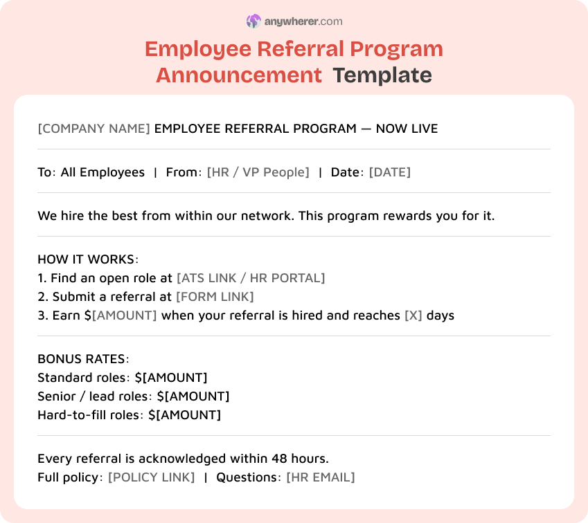 employee referral program announcement template