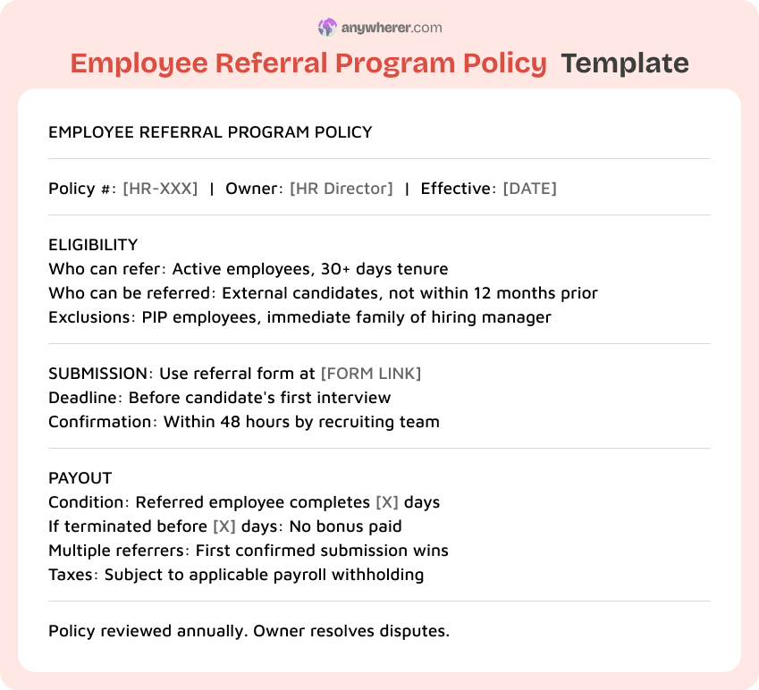 employee referral program policy template