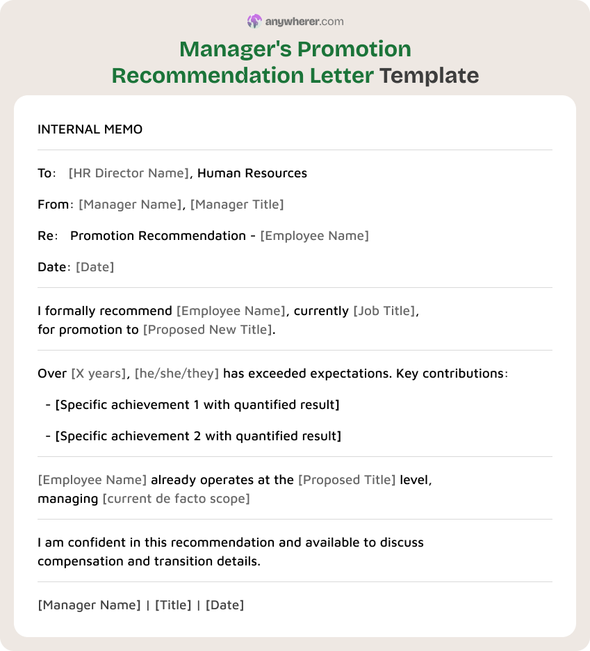 manager's promotion recommendation letter template
