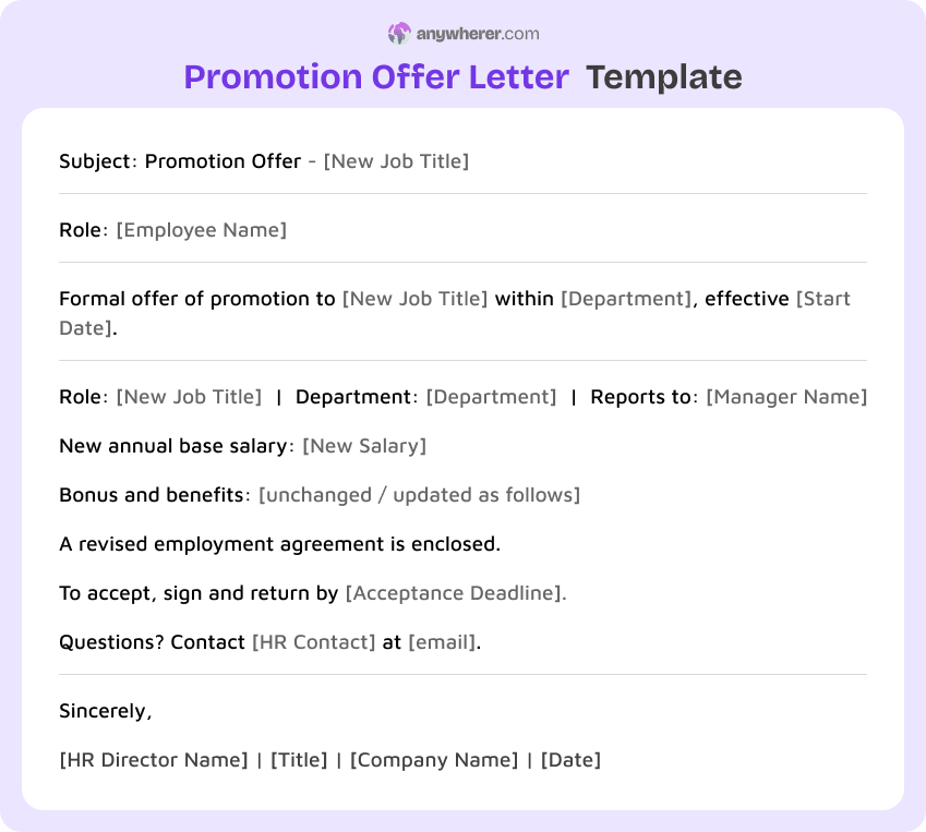 promotion offer letter template