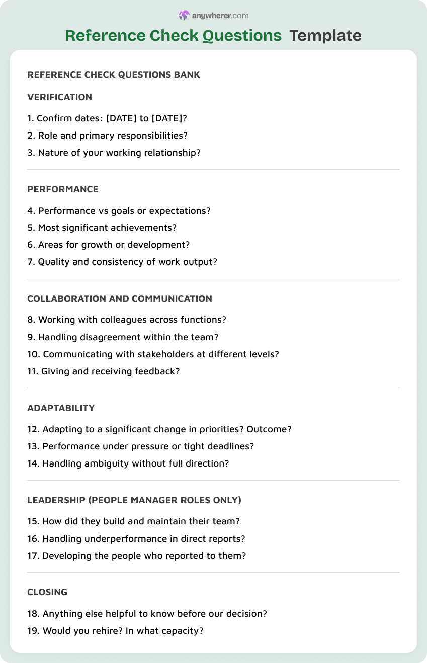reference check questions