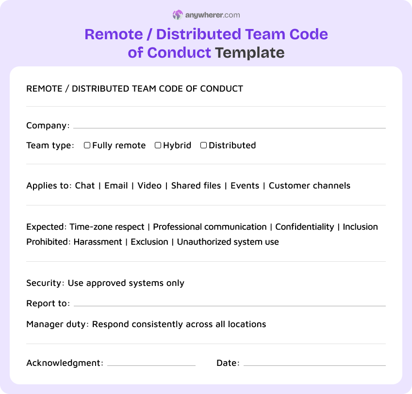 remote distributed team code of conduct