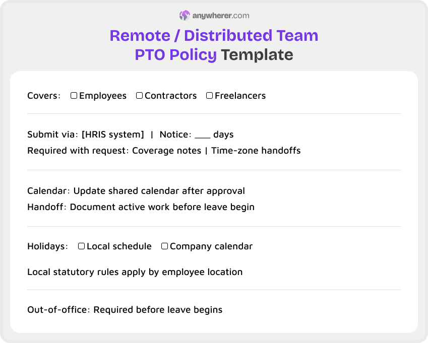 remote distributed team pto policy template