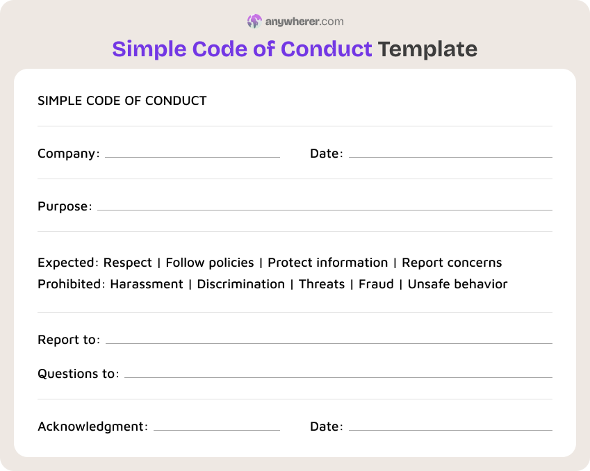 simple code of conduct