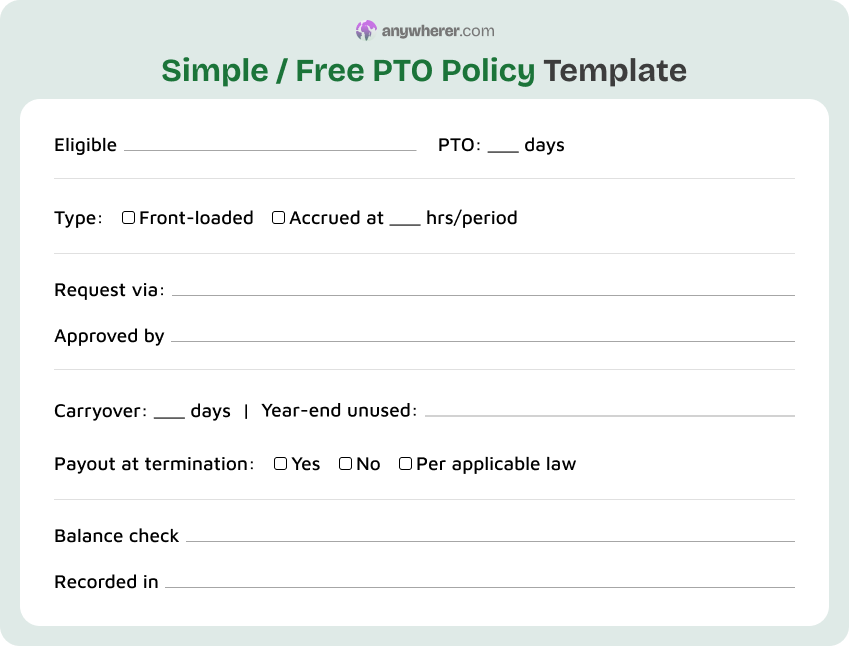 simple free pto policy template