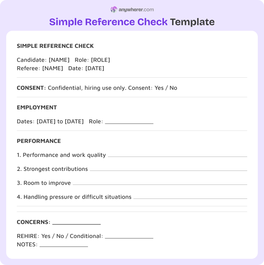 simple reference check