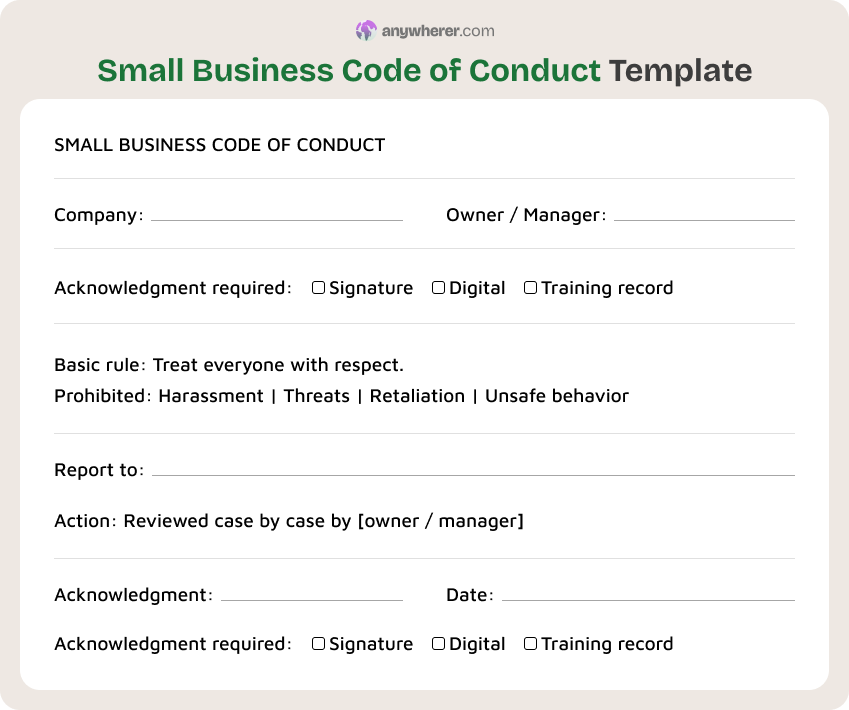 small business code of conduct