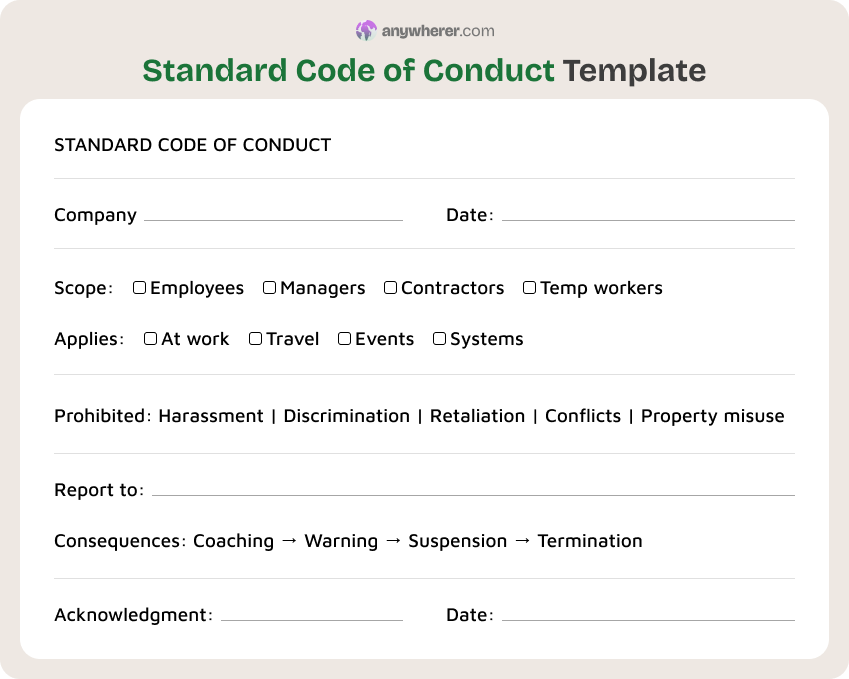 standard code of conduct