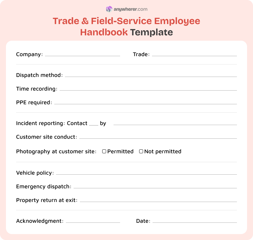 trade & field-service employee handbooktemplate