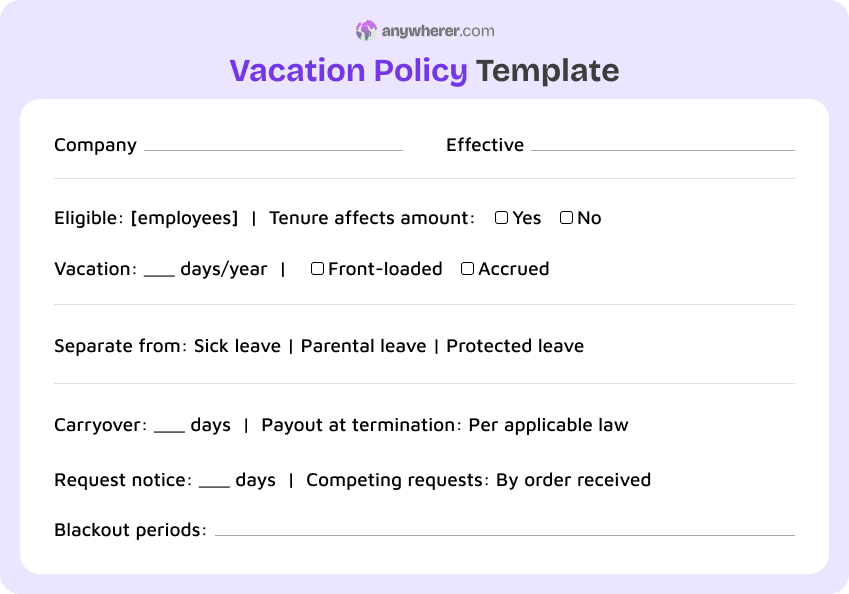 vacation policy template