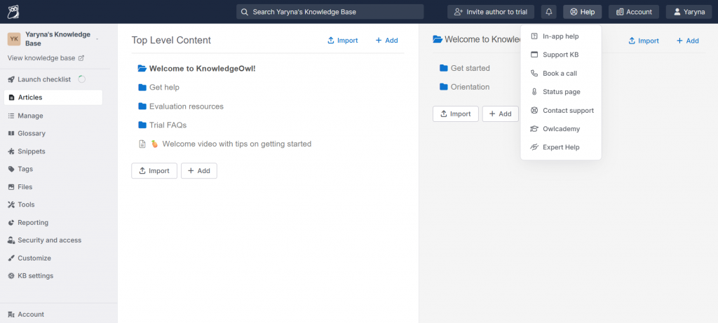 knowledge owl support