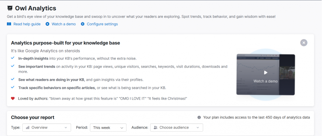 knowledgeowl analytics features