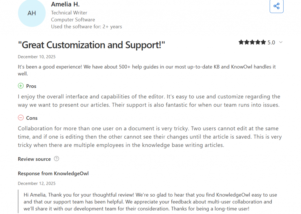knowledgeowl feedback
