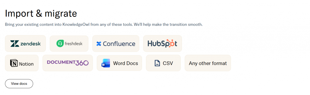 knowledgeowl import and migration