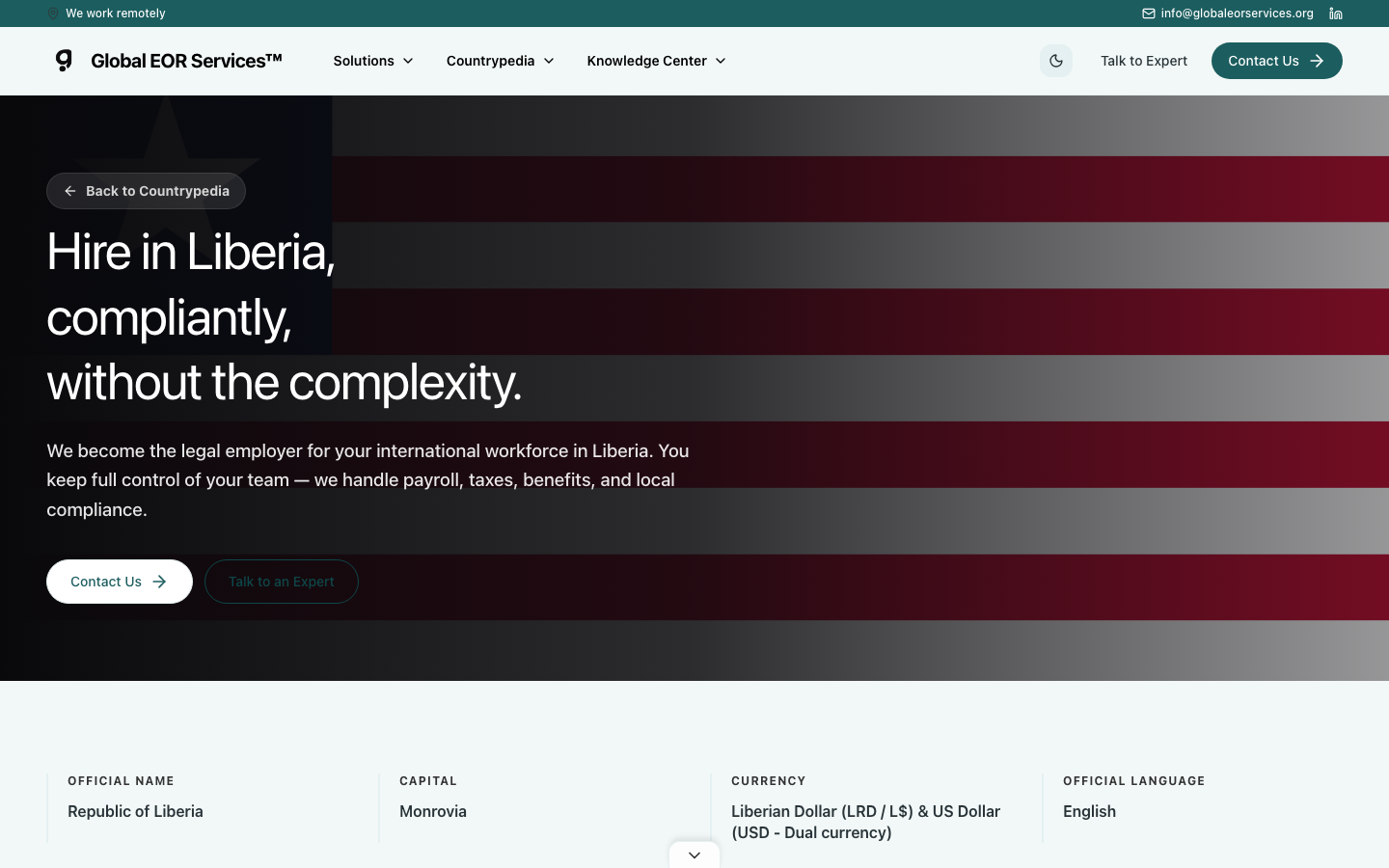 global eor services liberia overview